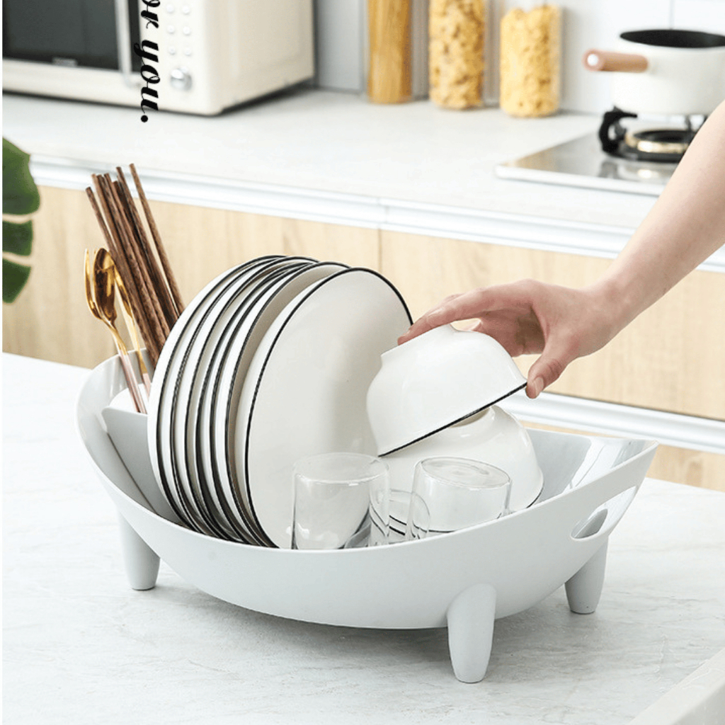 Khay úp chén, bát hình thuyền chất liệu nhựa PP siêu bền, có thanh thoát nước