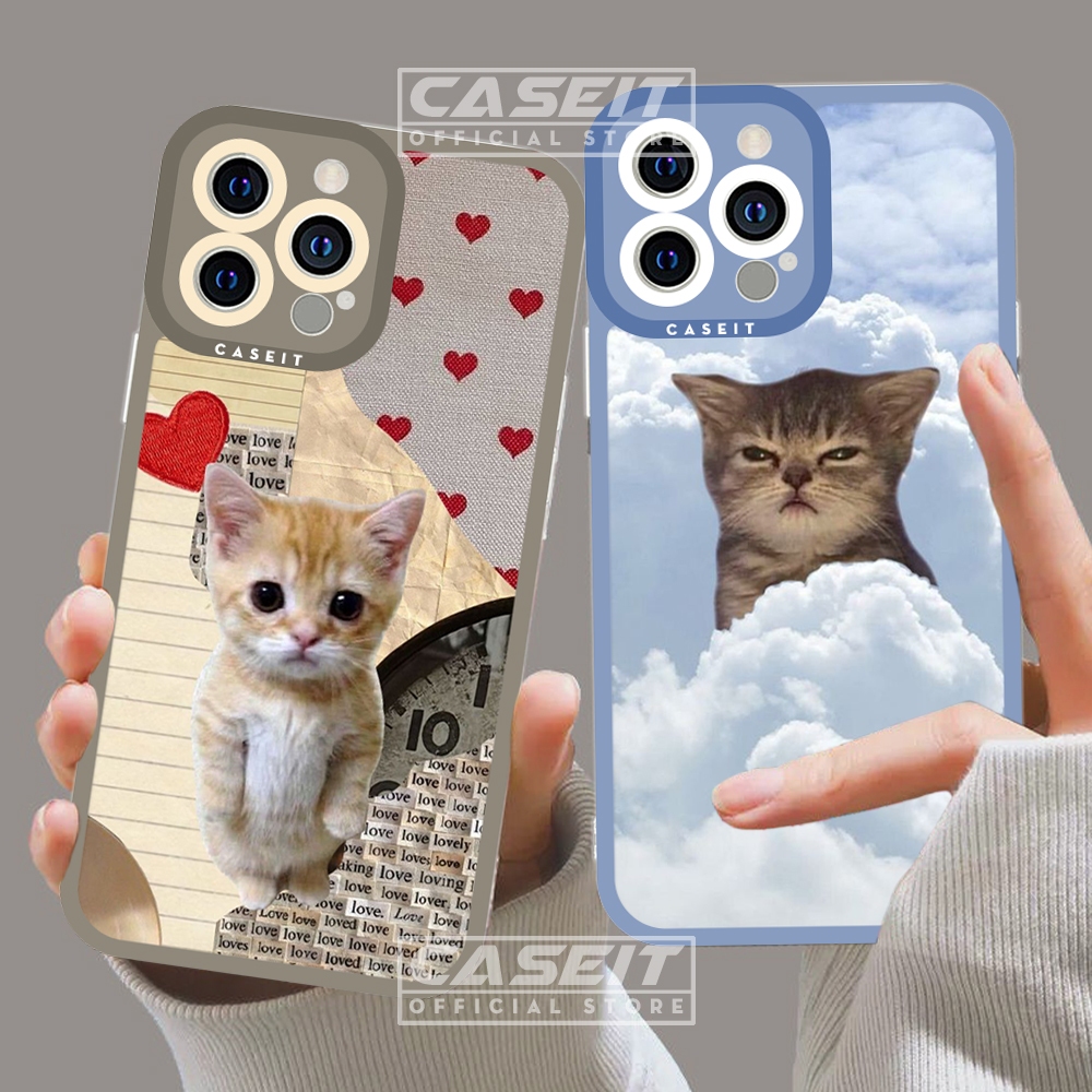 Ốp lưng iphone cạnh vuông Caseit mèo mây meme buồn ngủ cute aesthetic 8/8plus/x/xs/11/12/13/14/pro/max/plus/promax