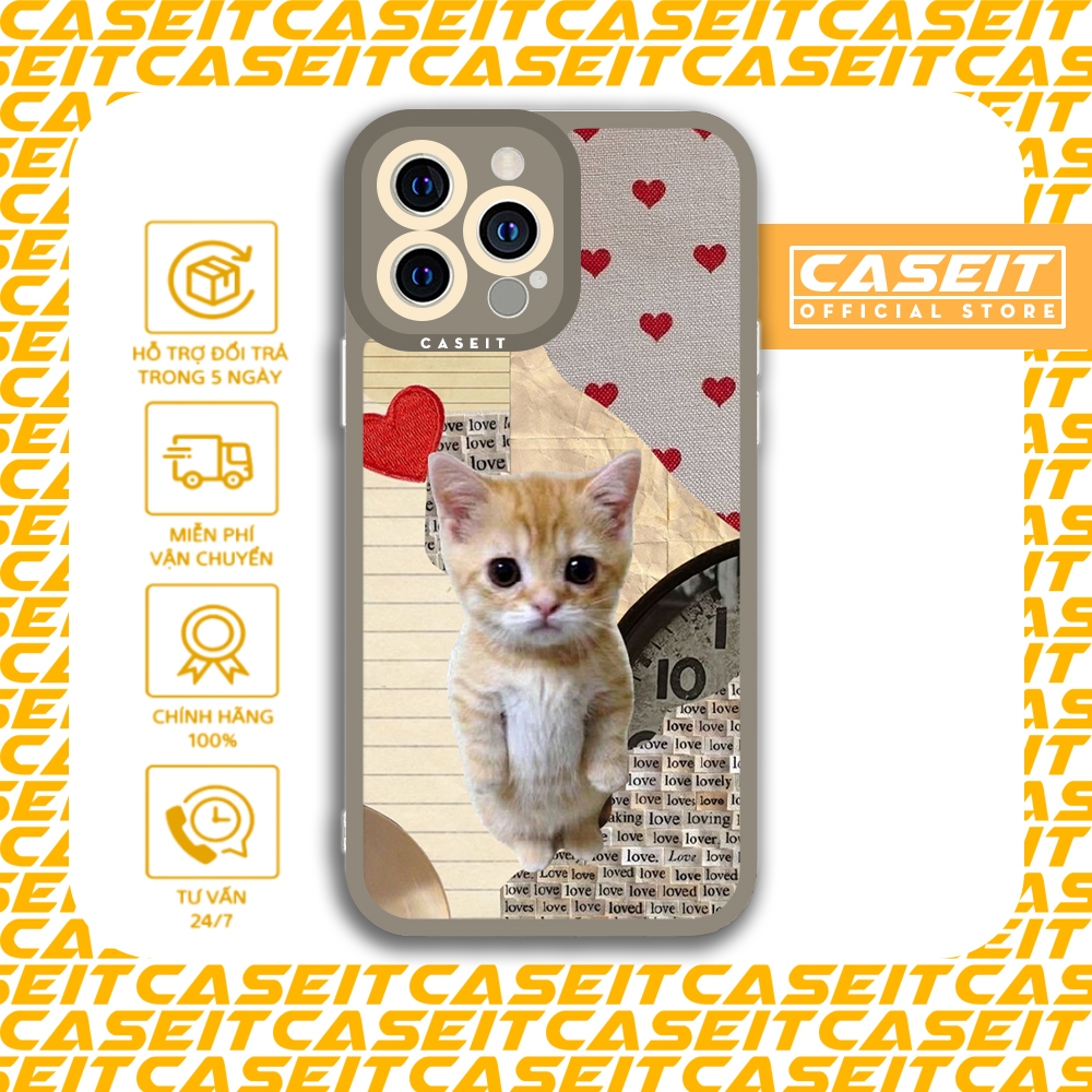 Ốp lưng iphone cạnh vuông Caseit mèo mây meme buồn ngủ cute aesthetic 8/8plus/x/xs/11/12/13/14/pro/max/plus/promax