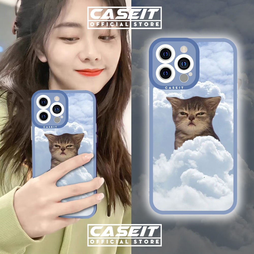 Ốp lưng iphone cạnh vuông Caseit mèo mây meme buồn ngủ cute aesthetic 8/8plus/x/xs/11/12/13/14/pro/max/plus/promax
