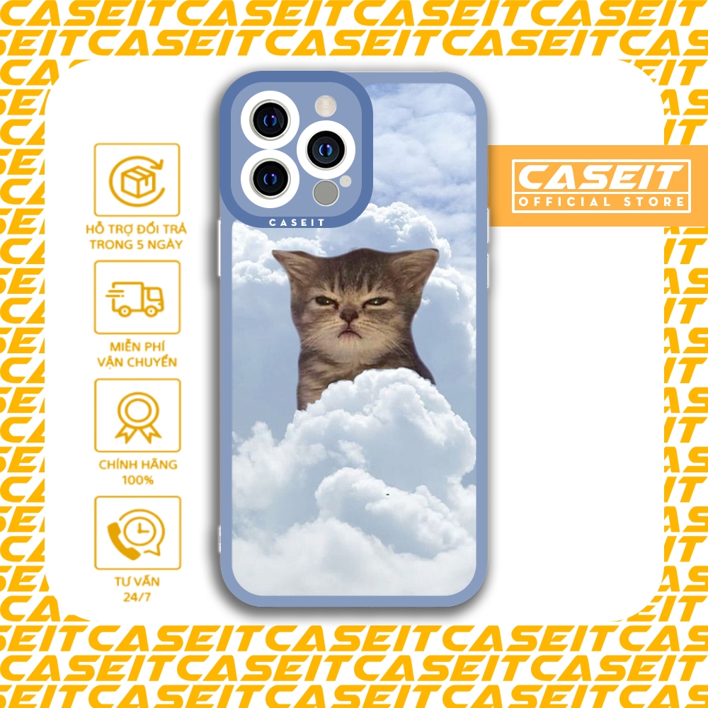 Ốp lưng iphone cạnh vuông Caseit mèo mây meme buồn ngủ cute aesthetic 8/8plus/x/xs/11/12/13/14/pro/max/plus/promax