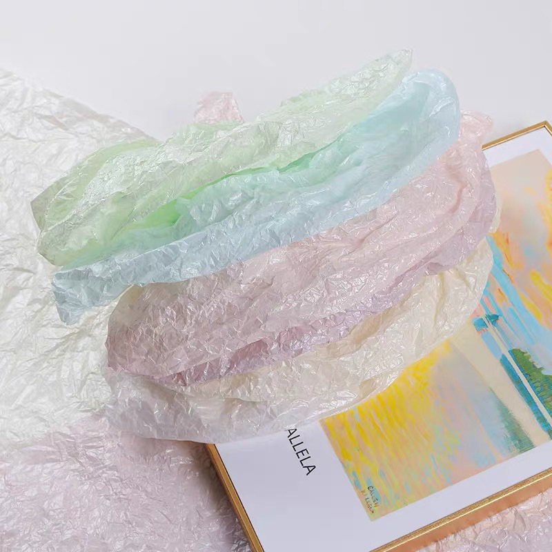 Giấy nến gói hoa sydney ánh ngọc trai, giấy mếch nến, giấy nhăn gói hoa sáp, hoa tươi, hoa lụa, hoa len