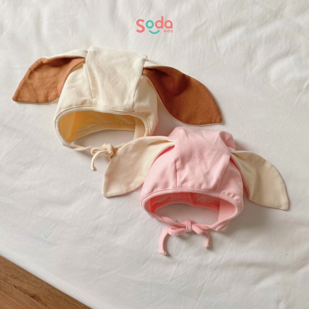 Mũ cotton cho bé trùm kín tai họa tiết động vật dễ thương size 3m-12m