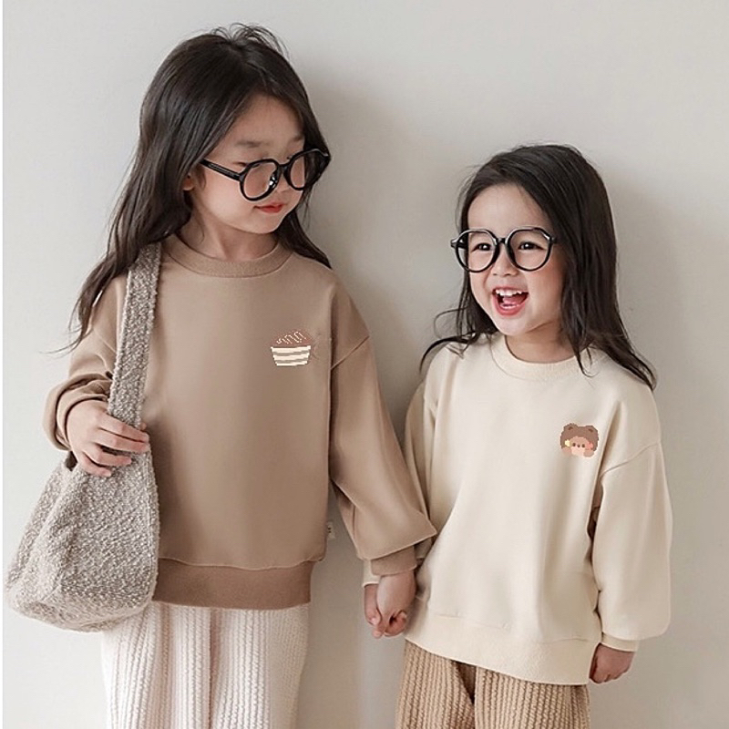 Áo nỉ bông cho bé trai bé gái Batala Kids, Áo Hoodie hình GẤU và BÁNH KEM Hàn Quốc cho bé 2023