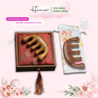 Lược Gỗ Đàn Hương, Lược Massage Da Đầu Chải Tóc Giúp Giảm Rụng, Kích Mọc, Lưu Thông Khí Huyết, HAMOO Tặng Kèm Kẹp Mái