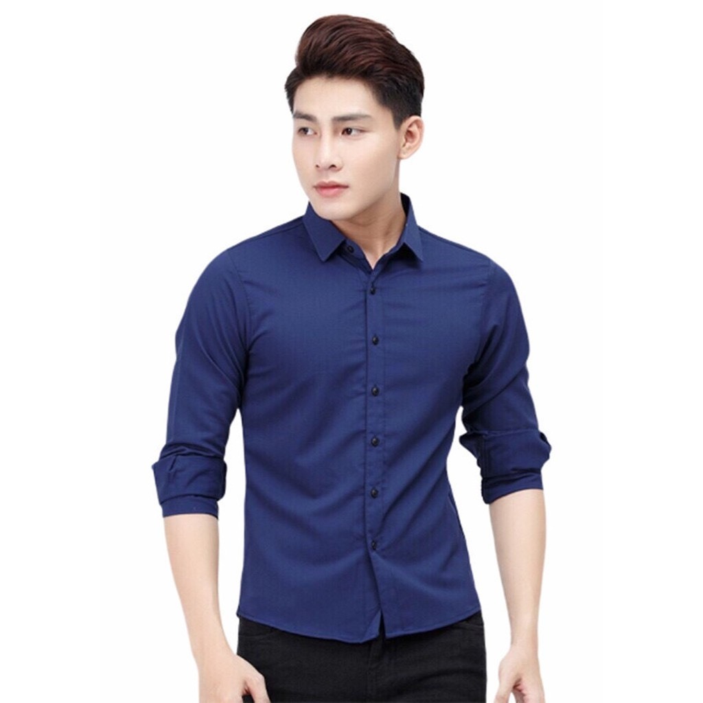 Áo sơ mi nam DÀI tay BASIC chất vải cotton mềm mịn thoáng khí nhanh khô