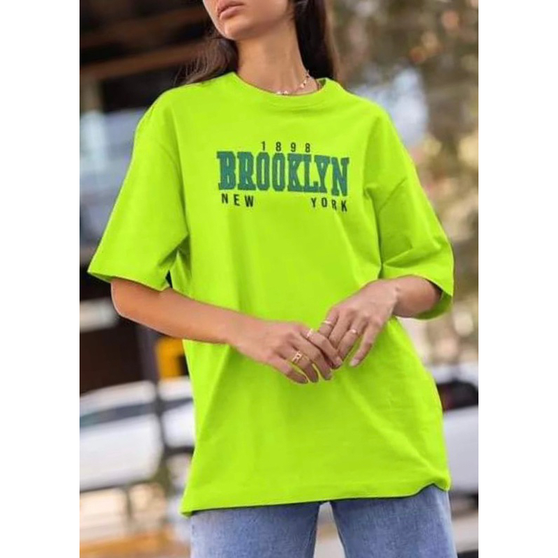 Áo cánh dơi form rộng thun cotton mỏng 4 màu in chữ BROOKLYN