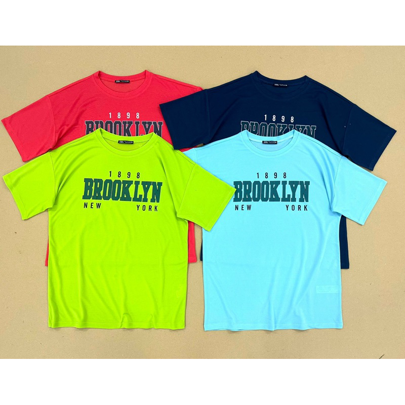 Áo cánh dơi form rộng thun cotton mỏng 4 màu in chữ BROOKLYN