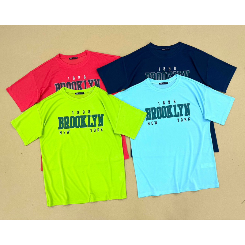 Áo cánh dơi form rộng thun cotton mỏng 4 màu in chữ BROOKLYN