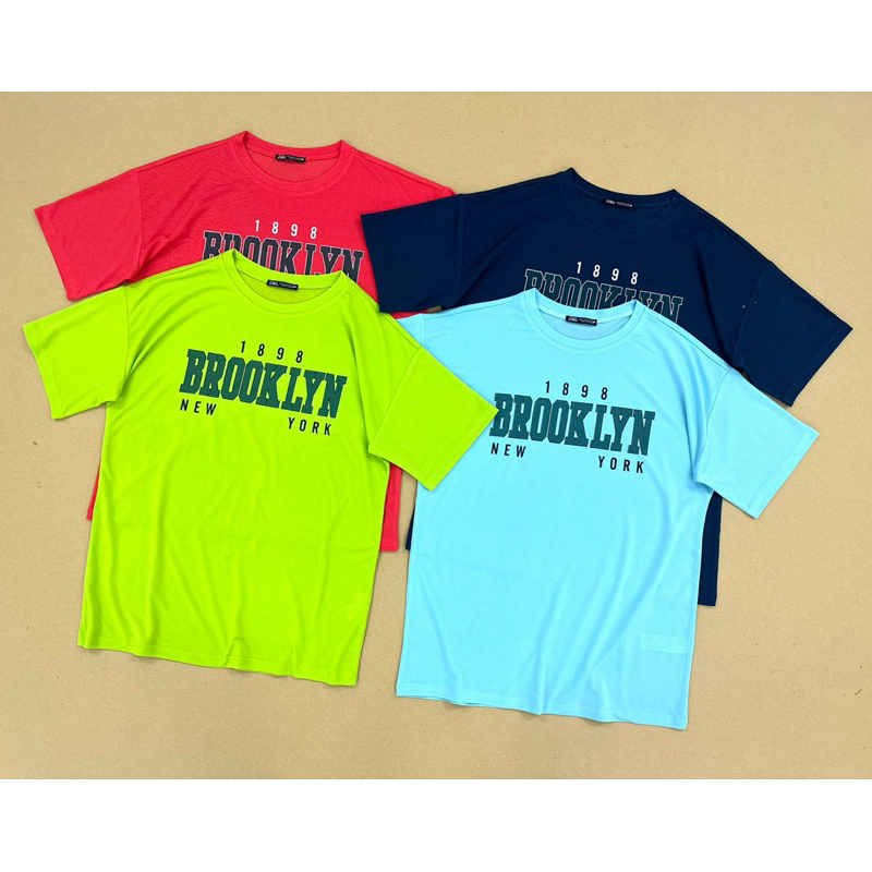 Áo cánh dơi form rộng thun cotton mỏng 4 màu in chữ BROOKLYN