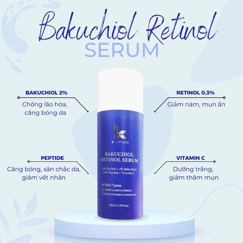 Tinh Chất Dưỡng Căng Bóng Da Chống Lão Hóa Hàn Quốc K Lady Care Bakuchiol Retinol Serum 50ml