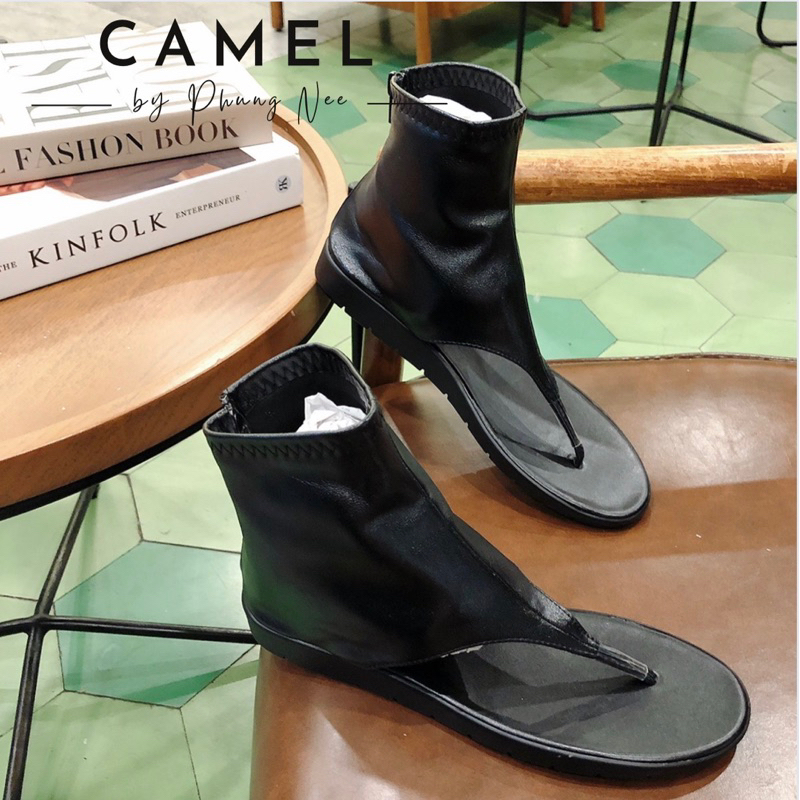 Sandal Xỏ Ngón Da Phong Cách Street Style 2023 - Sandal Hở Ngón Đế Xuồng Phối Khóa Kéo Phong Cách Thời Trang Mới