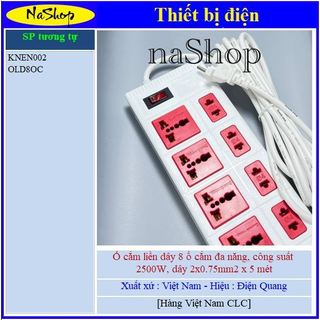 Nashop - ổ cắm điện quang 8 ổ cắm đa năng, công suất đến 2500w, dài dây 5 mét, thiết bị điện