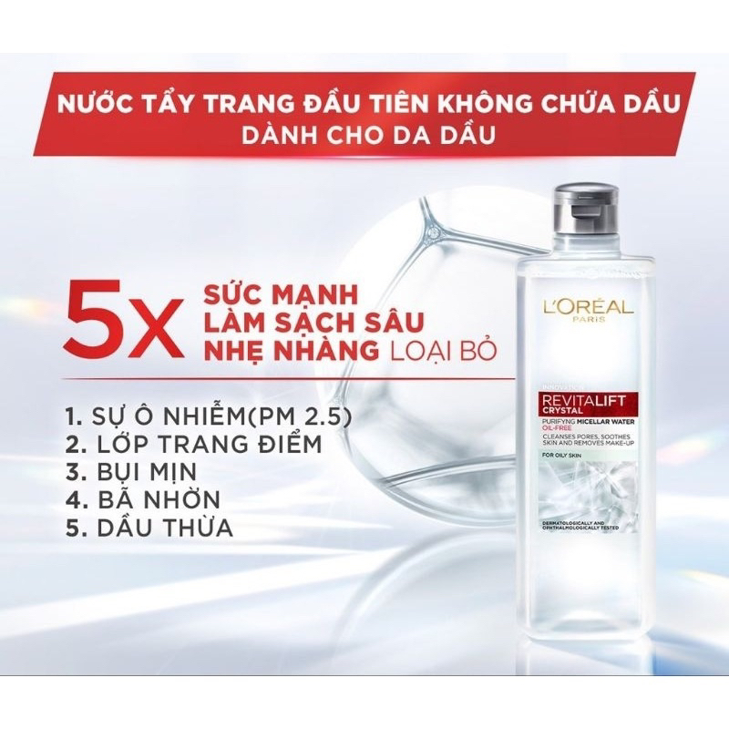 Nước Tẩy Trang L'Oréal Paris Revitalift Crystal Purifying Micellar Water