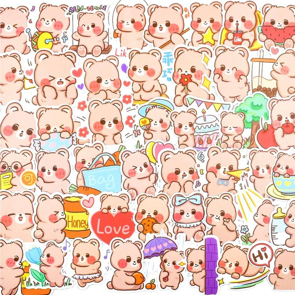 Set 50 Miếng Dán Trang Trí Dễ Thương Hình Gấu Thỏ Doraemon Cậu Bé Shin