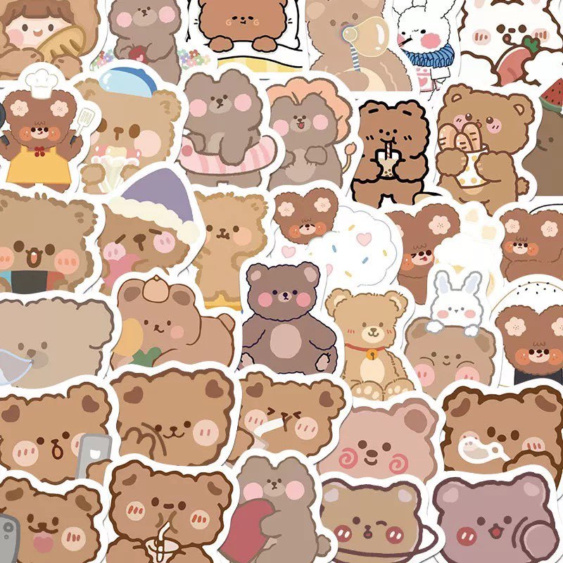 Set 50 Miếng Dán Trang Trí Dễ Thương Hình Gấu Thỏ Doraemon Cậu Bé Shin