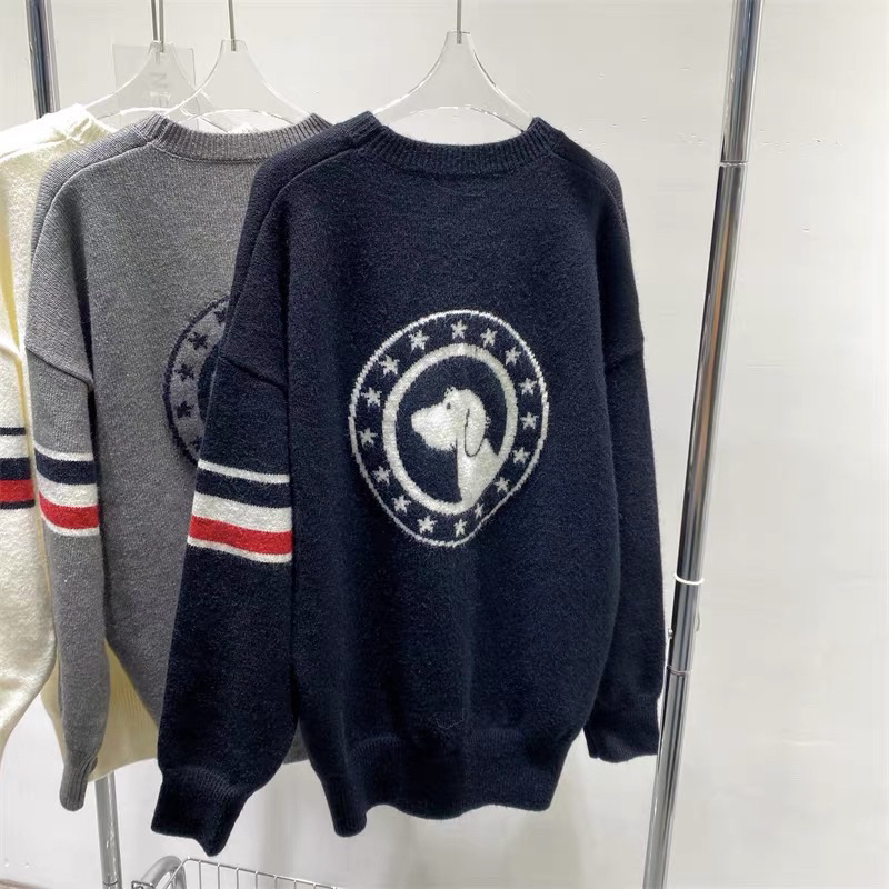 Áo Sweater , Áo Len Cổ Tròn,Thomer Họa Tiết Con Cún Sang Chảnh