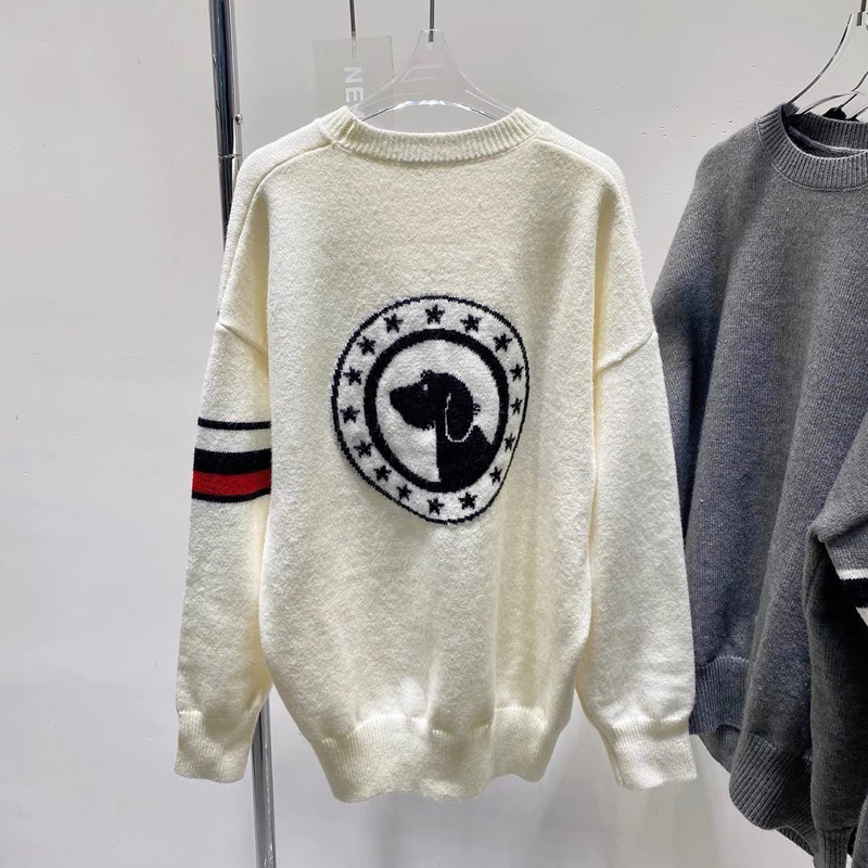 Áo Sweater , Áo Len Cổ Tròn,Thomer Họa Tiết Con Cún Sang Chảnh
