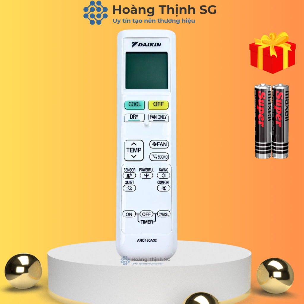 Điều khiển điều hoà DAIKIN ARC480A32 remote máy lạnh DAIKIN inverter - tặng kèm pin
