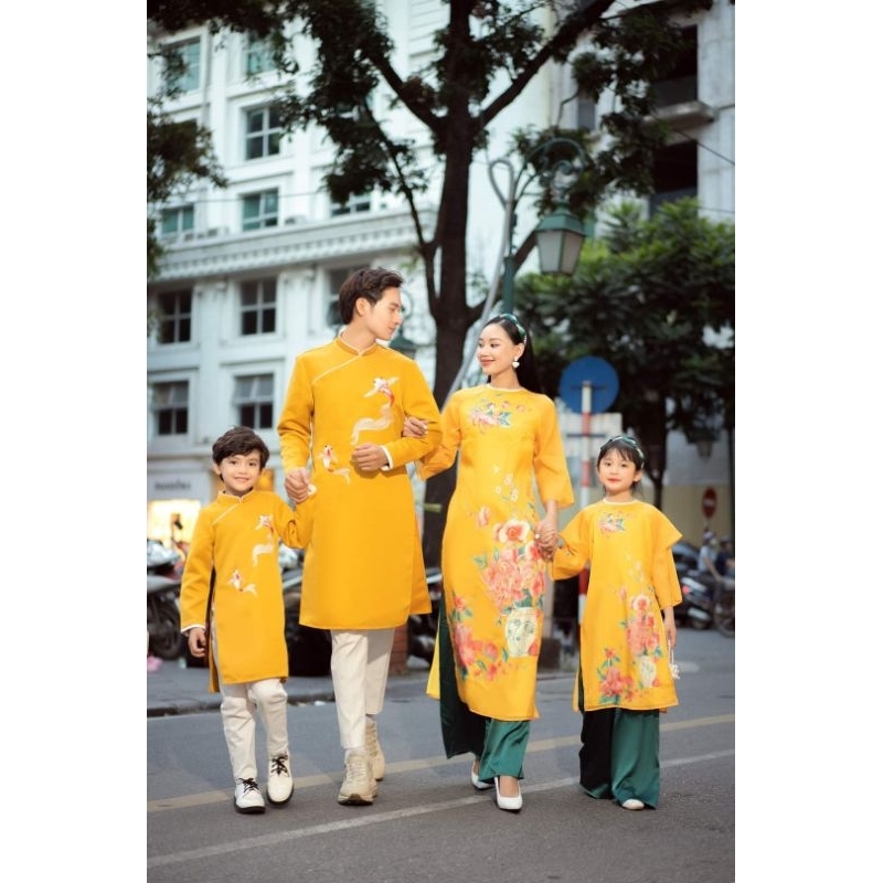 SIÊU PHẨM ÁO DÀI TẾT GIA ĐÌNH ĐẸP CHẤT VẢI LỤA CHÉO MỀM HÀNG THIẾT KẾ GIÁ SỈ