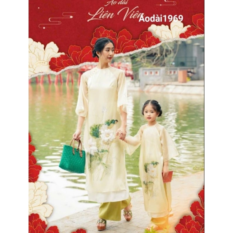 🥰 siêi phẩm sét áo dài cách tân mẹ bé gia đình cáo cấp đẹp sang chảnh. áo dài thiết kế chất tapta cao cấ8p