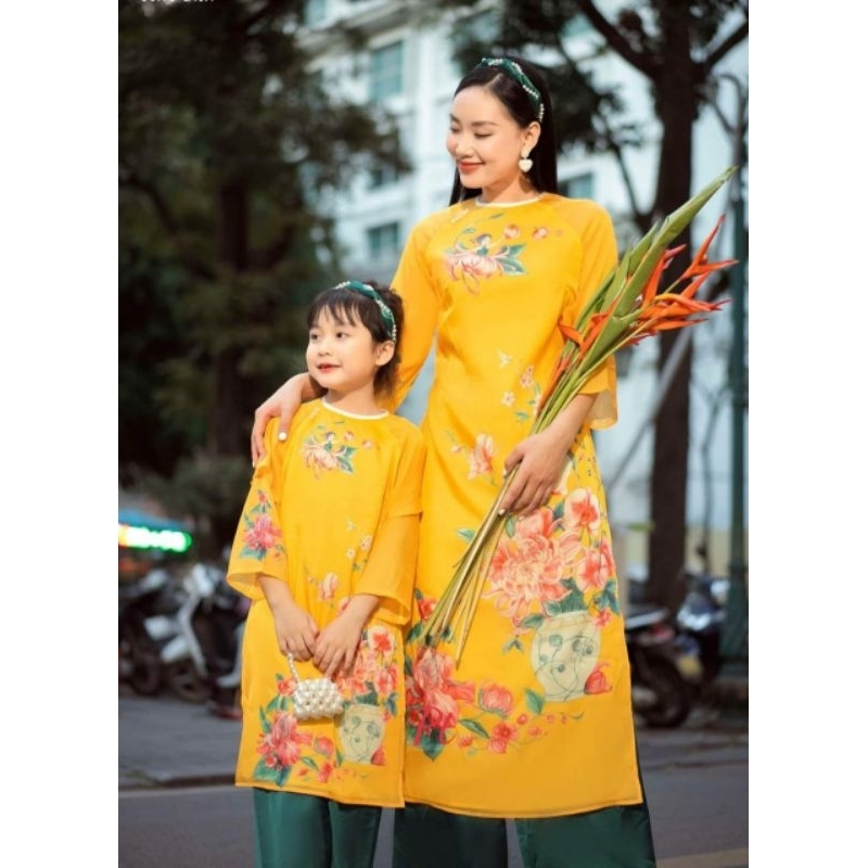 SIÊU PHẨM ÁO DÀI TẾT GIA ĐÌNH ĐẸP CHẤT VẢI LỤA CHÉO MỀM HÀNG THIẾT KẾ GIÁ SỈ