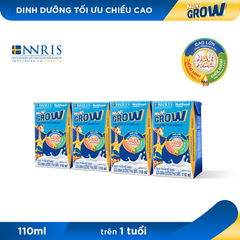 Thùng sữa bột pha sẵn Nutifood Nuvi grow 110ml x 48hộp