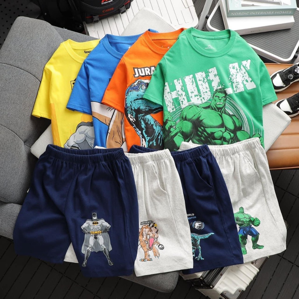 Đồ Bộ Bé Trai Thái Lan Có Chân Hình Nổi 3D Cotton Xịn - Quần Áo Tay Ngắn Co Dãn 4 Chiều - Size 24-58kg - SuSi Kids Shop