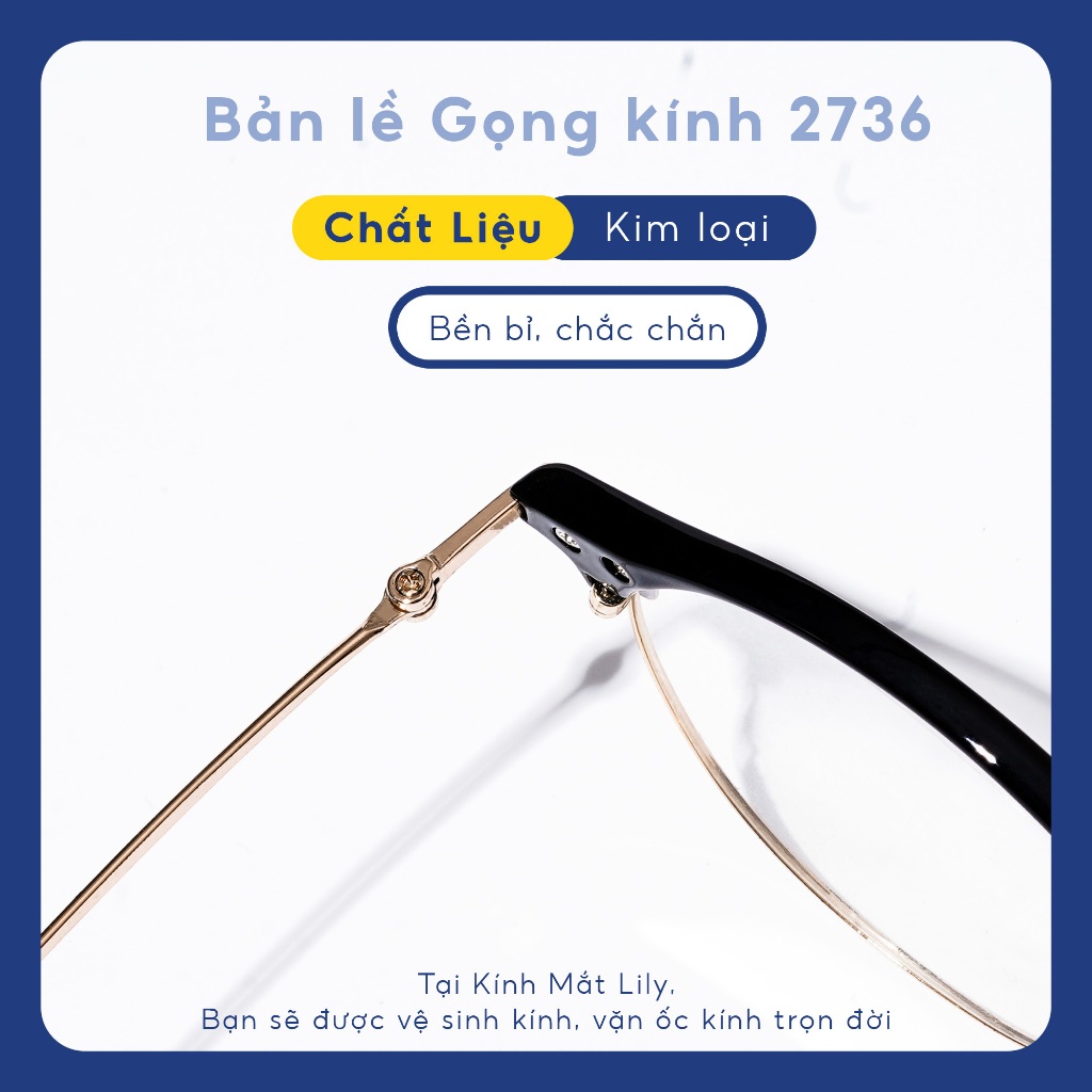 Gọng kính cận nam nữ LILYEYEWEAR mắt kính tròn gọng kính kim loại màu sắc thời trang 272336