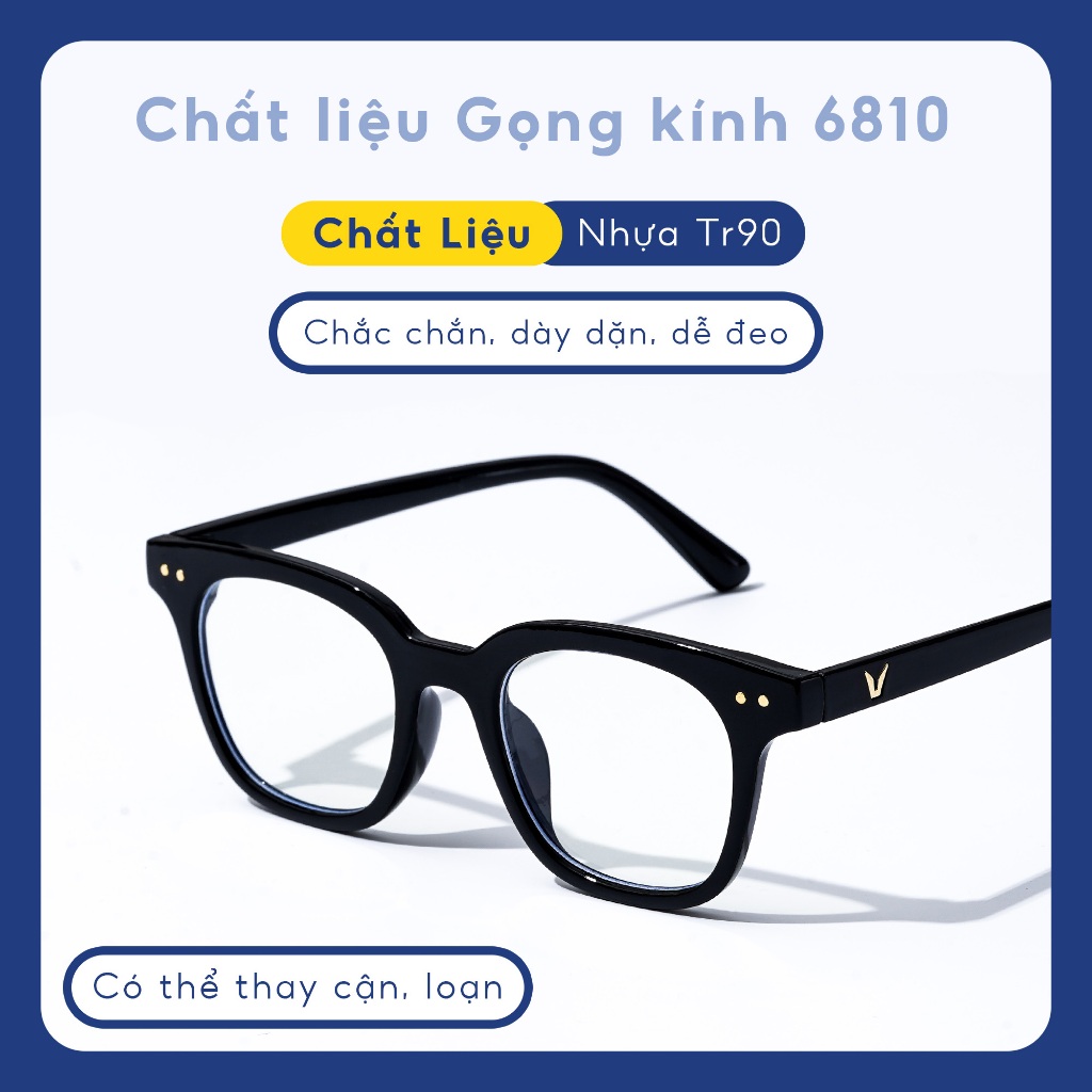 Gọng kính cận nam nữ mắt vuông chữ V phụ kiện thời trang Lilyeyewear 682310