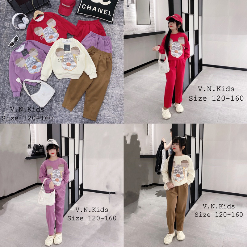 Bộ nỉ mickey đáng iu cho Bé đón Thu Đông size 20kg-45kg