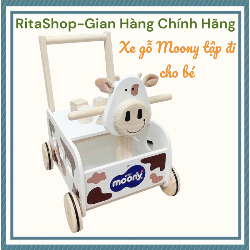 Xe gỗ chòi chân kiêm tập đi cho bé (Hàng KM tã Moony)