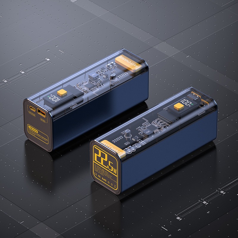 Box sạc dự phòng 22.5W trong suốt 8 cell 21700, mạch sạc nhanh QC 4.0 chip PD20W-YM-675