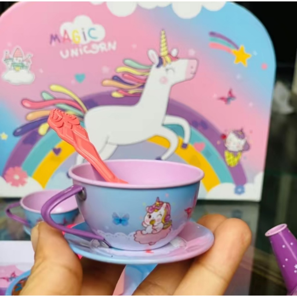 Đồ chơi tiệc trà bánh Pony đáng yêu cho bé, có bộ ấm chén và tháp bánh xinh xắn bằng nhôm siêu bền cho bé