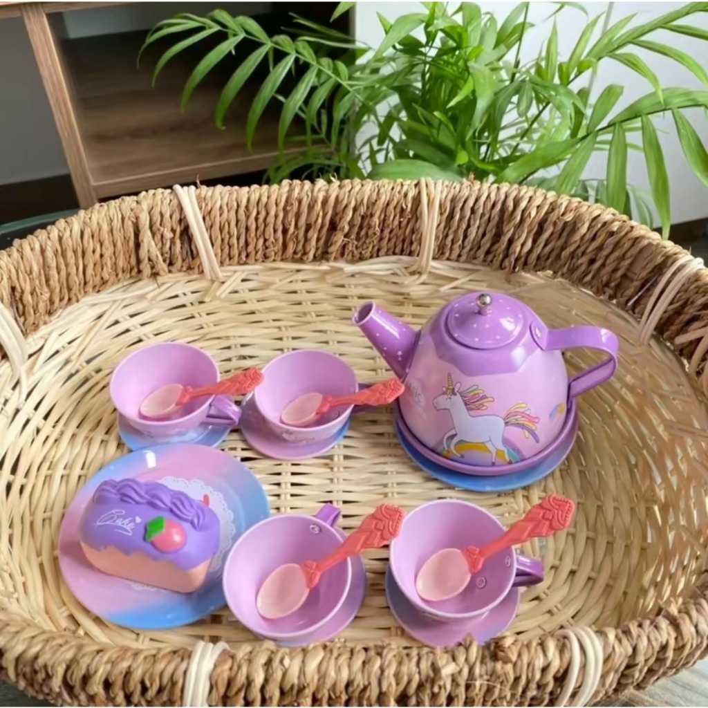 Đồ chơi tiệc trà bánh Pony đáng yêu cho bé, có bộ ấm chén và tháp bánh xinh xắn bằng nhôm siêu bền cho bé