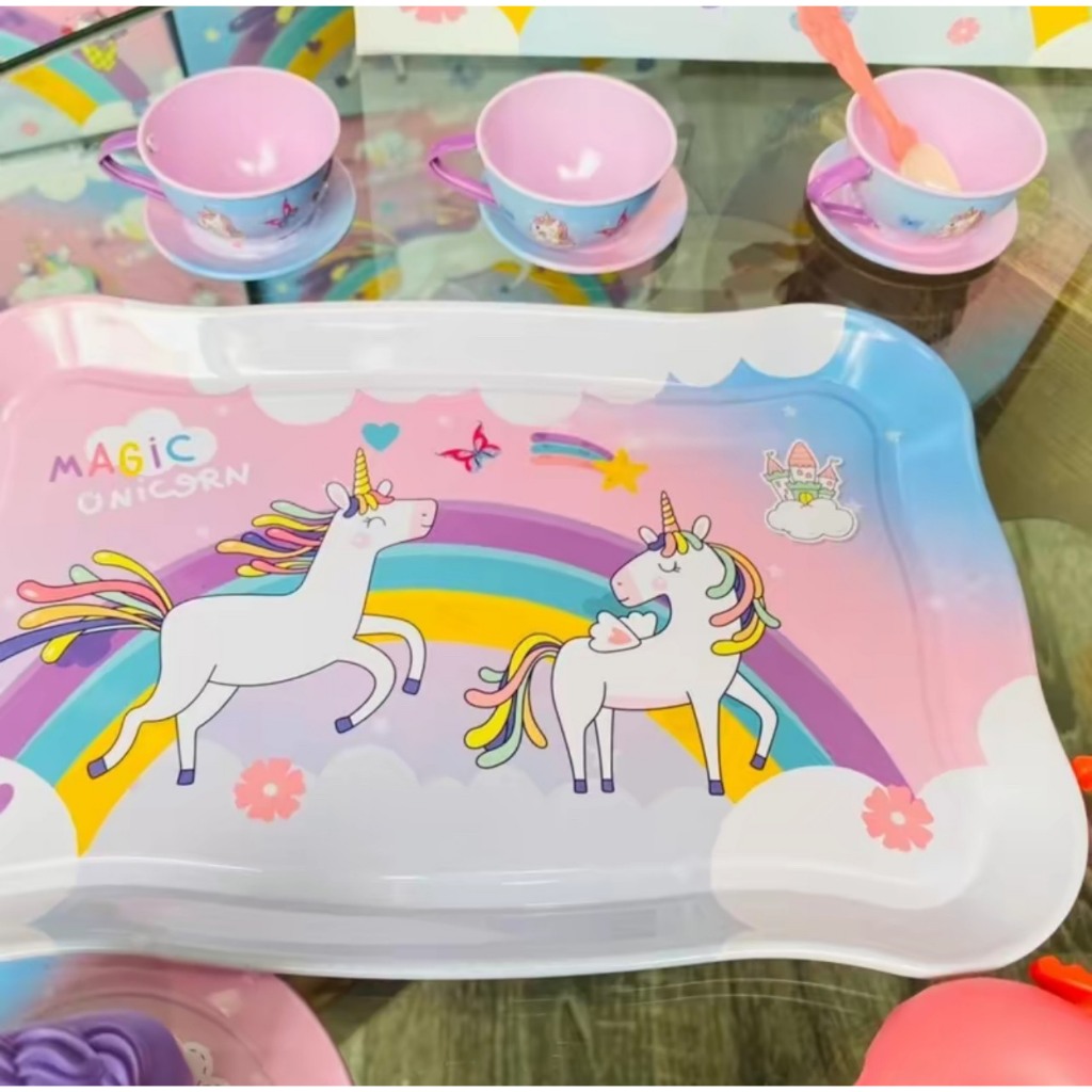 Đồ chơi tiệc trà bánh Pony đáng yêu cho bé, có bộ ấm chén và tháp bánh xinh xắn bằng nhôm siêu bền cho bé