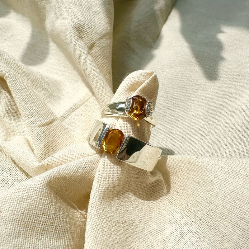 Nhẫn BẠC thạch anh vàng