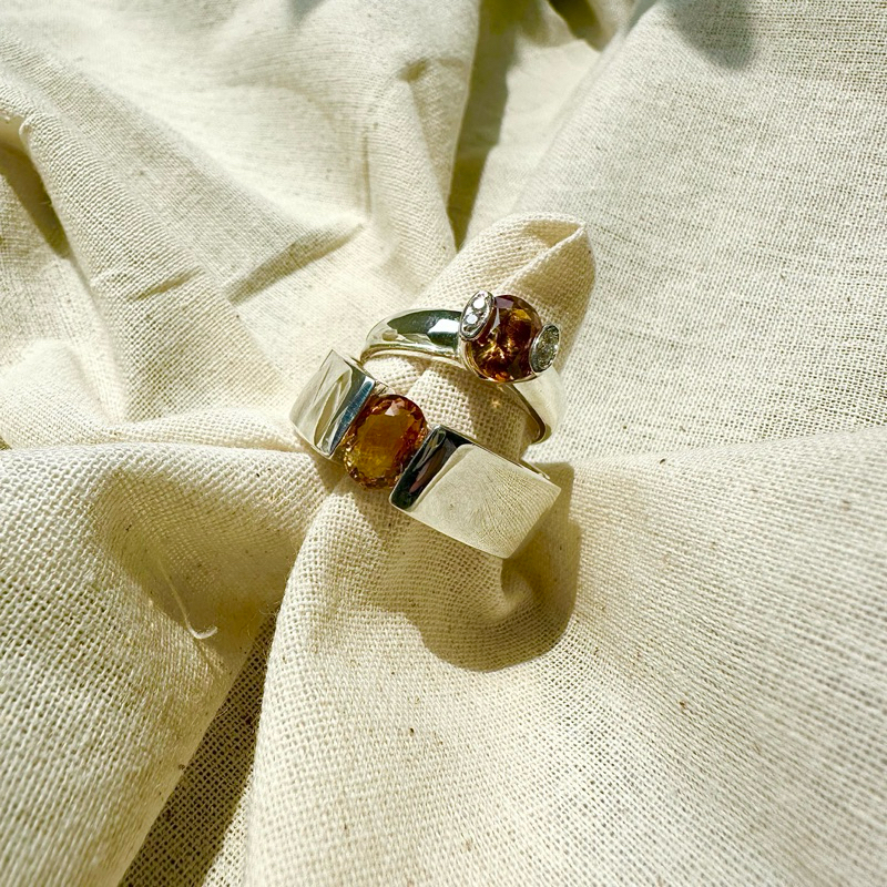 Nhẫn BẠC thạch anh vàng