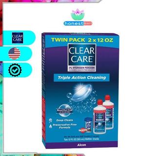 Khử trùng contact lens Clear Care Plus HydraGlyde + Len Case free, 355ml x2 chai