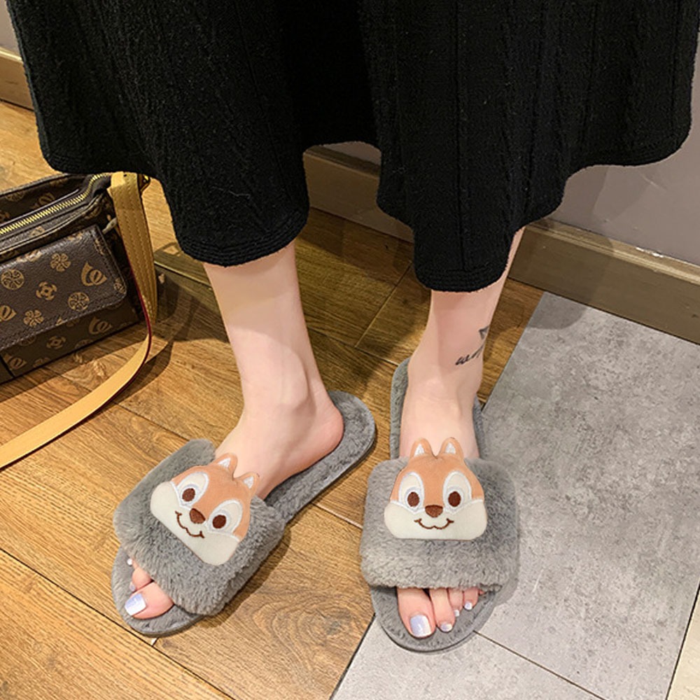 Dép lông thỏ Hình chó MOCHI, siêu êm chân, dạng bánh mì quai ngang, mang trong nhà, văn phòng