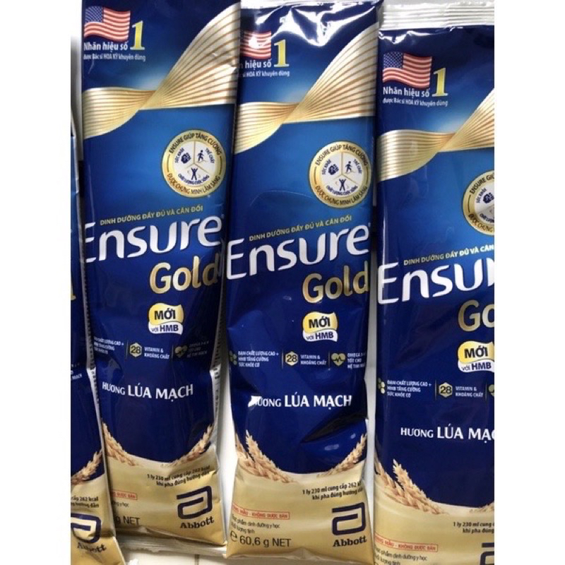 Sữa Gói Ensure 60,6 gram các vị Vani-Cafe -Hạnh Nhân - Lúa Mạch