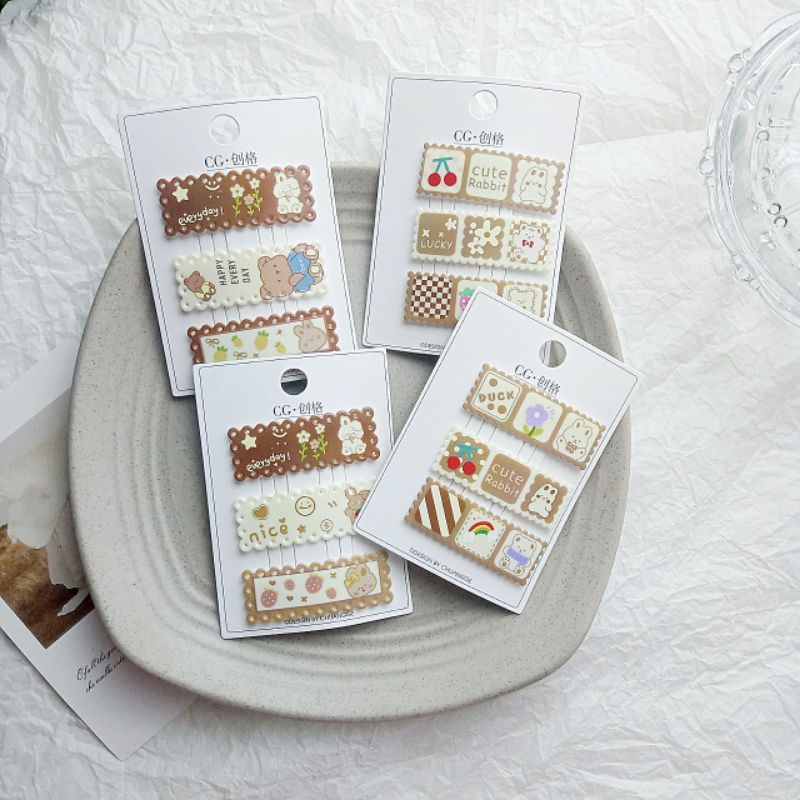 Kẹp Tóc Mái Gấu Nâu Họa Tiết Dễ Thương