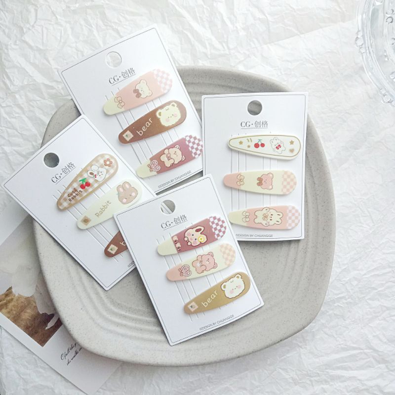 Kẹp Tóc Mái Gấu Nâu Họa Tiết Dễ Thương