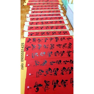 Câu đối Tết viết theo yêu cầu nhiều mẫu, nhiều kích thước lựa chọn. Quà tết. Câu đối trang trí tết