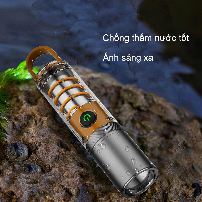 XHP50 Đèn Pin Siêu Sáng Zoom LED Tia Laser Máy Chiếu Chống Nước, Có Thể Sạc Lại, Cầm Tay Cắm Trại Ngoài Trời Dã Ngoại Tu