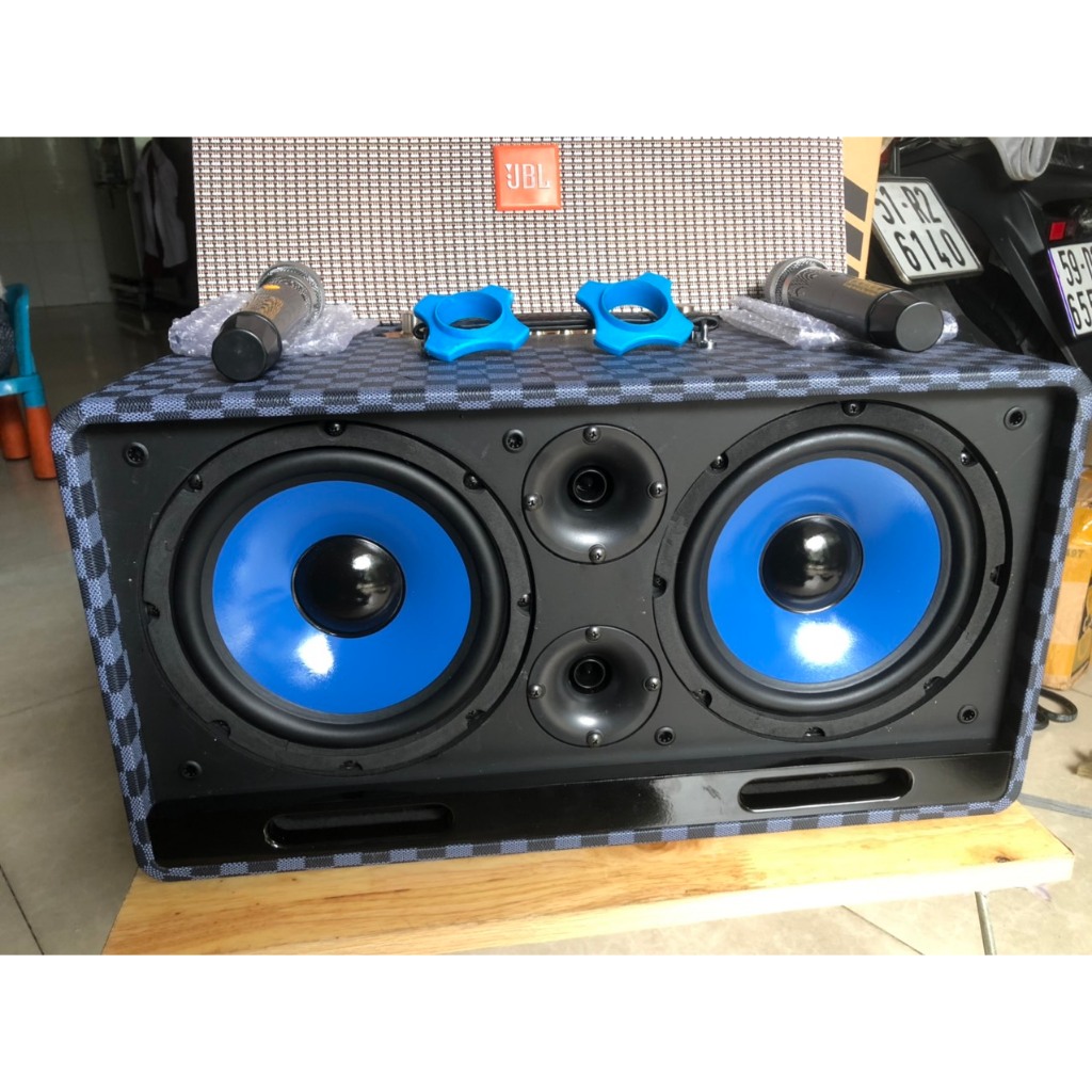 Vỏ thùng loa kéo xách tay 2 bass 20cm 2 treble mẫu mới