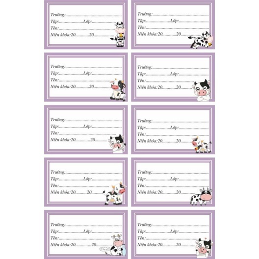 Xấp 10 nhãn vở dễ thương xinh xắn - Giấy Nhãn Trơn, Nhãn Thú Dễ Thương - Nhãn Dán giá rẻ