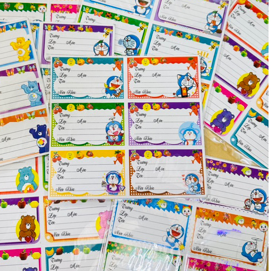Xấp 10 nhãn vở dễ thương xinh xắn - Giấy Nhãn Trơn, Nhãn Thú Dễ Thương - Nhãn Dán giá rẻ