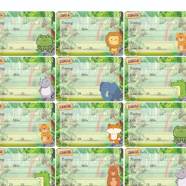 Xấp 10 nhãn vở dễ thương xinh xắn - Giấy Nhãn Trơn, Nhãn Thú Dễ Thương - Nhãn Dán giá rẻ