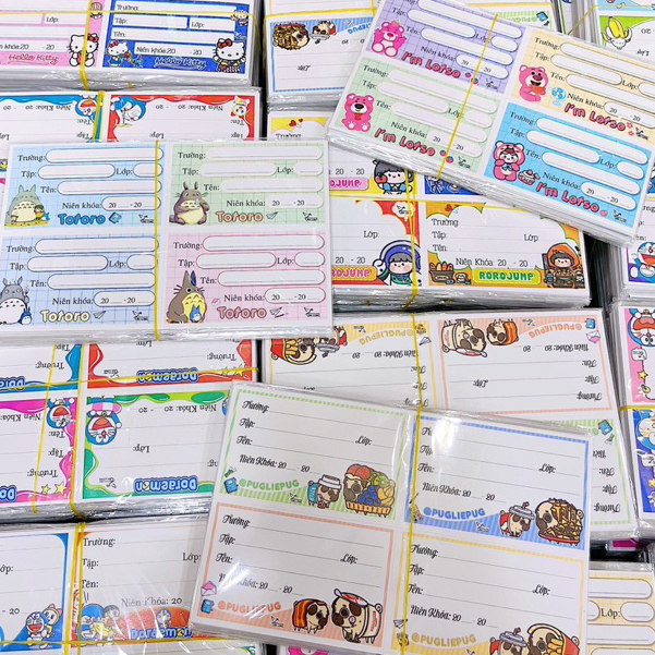 Xấp 10 nhãn vở dễ thương xinh xắn - Giấy Nhãn Trơn, Nhãn Thú Dễ Thương - Nhãn Dán giá rẻ